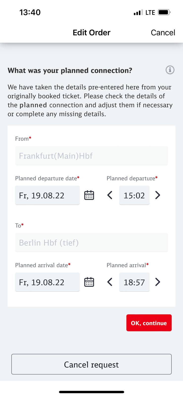 Planned arrival timing