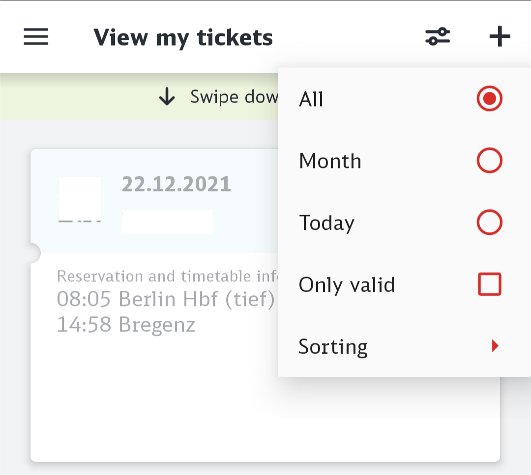 Deutsche Bahn app - see old tickets